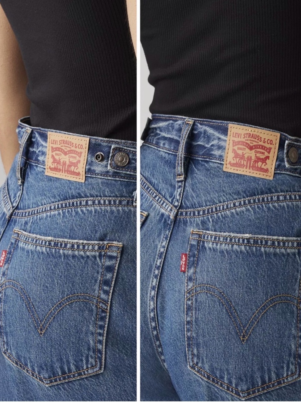 Levi's Cinch Baggy Womens Adjustable Lightweight Jeans Blue Denim Size 25 - Picture 4 of 16